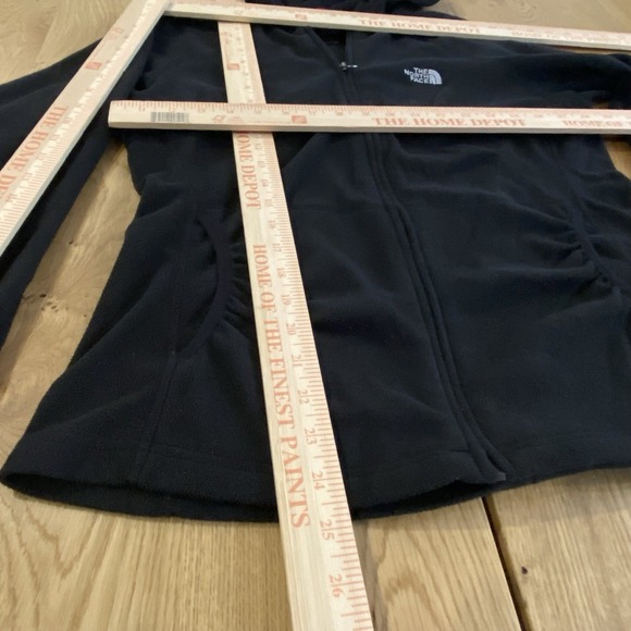 North Face full Zip Micro Fleece jacket womens large black Shell Hooded Logo - Picture 8 of 12